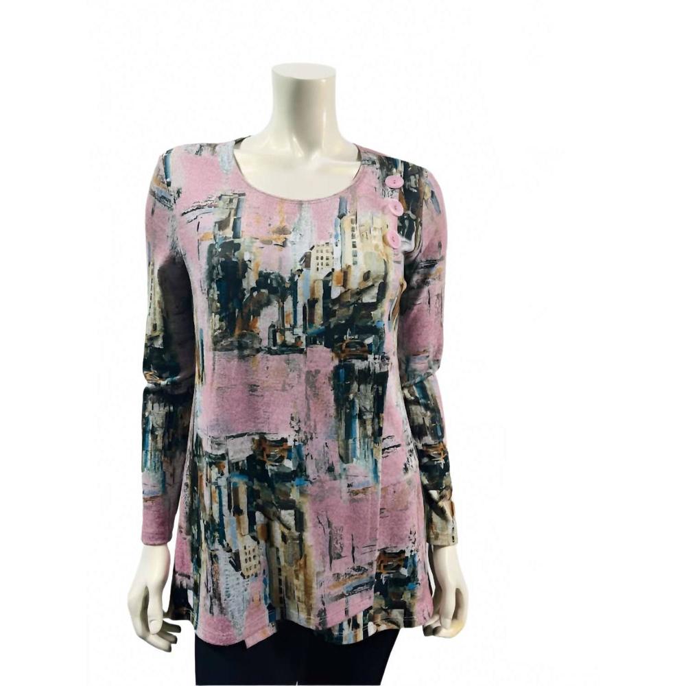 NEW VARIATIONS women's impressionistic cityscape top in multi